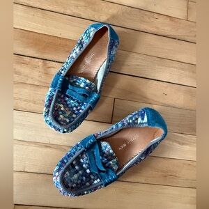 Bernie Mev. Blue Camilo Loafer woven confort slip on shoes